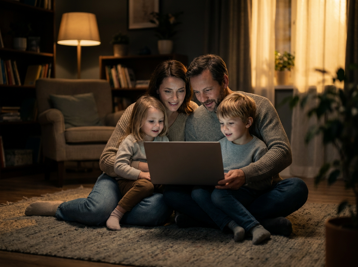Family watching legacy video